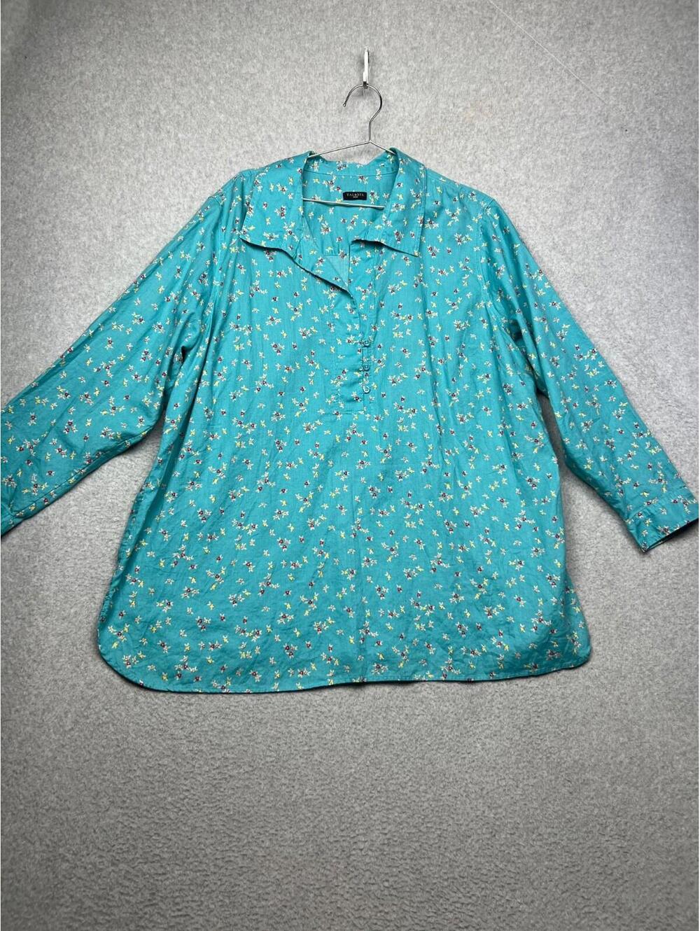 Talbots Womens Floral Long Sleeve Blouse Shirt Top Summer Plus 2X Boho Prairie